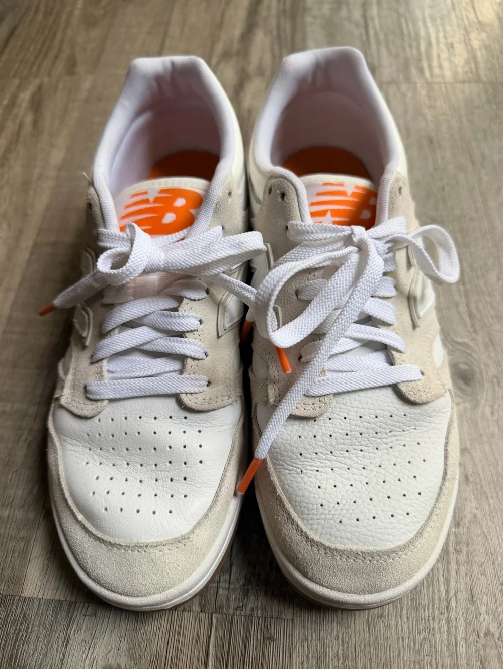 New Balance 480’s White, Beige & Orange Sneakers